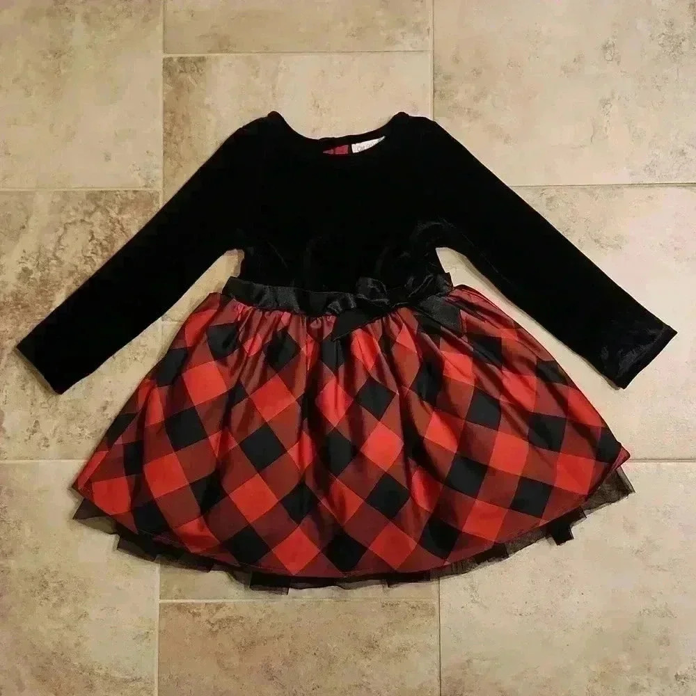 Cat & Jack Velvet and Plaid Holiday Dress